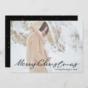 Merry Christmas Pretty Dots Add Photo and Name Holiday Card