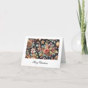Merry Christmas Pretty Floral Design Pattern  Card