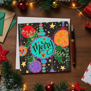 Merry Christmas Pretty Ornaments Inspirivity Holiday Card