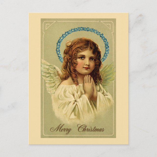 Merry Christmas pretty vintage angel Postcard (Front)