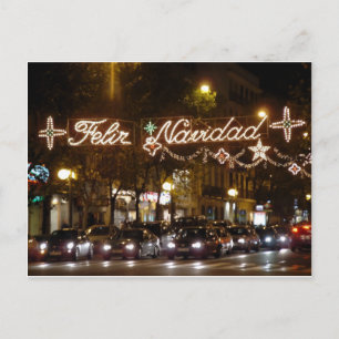 Merry Christmas. Princesa Street, Madrid Holiday Postcard