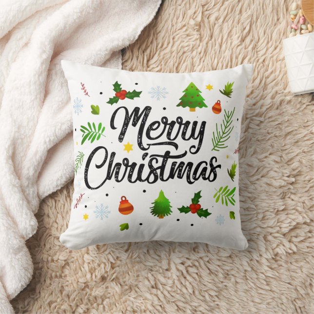 Merry Christmas Print Pillow (Blanket)
