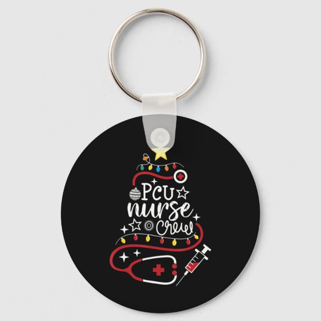 Merry Christmas Progressive Care Unit Nursing PCU  Key Ring (Front)