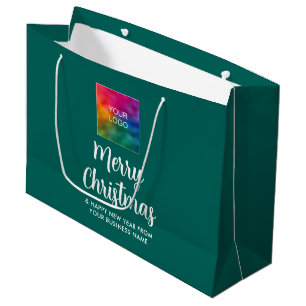 Merry Christmas Promotional Business Logo Template Large Gift Bag