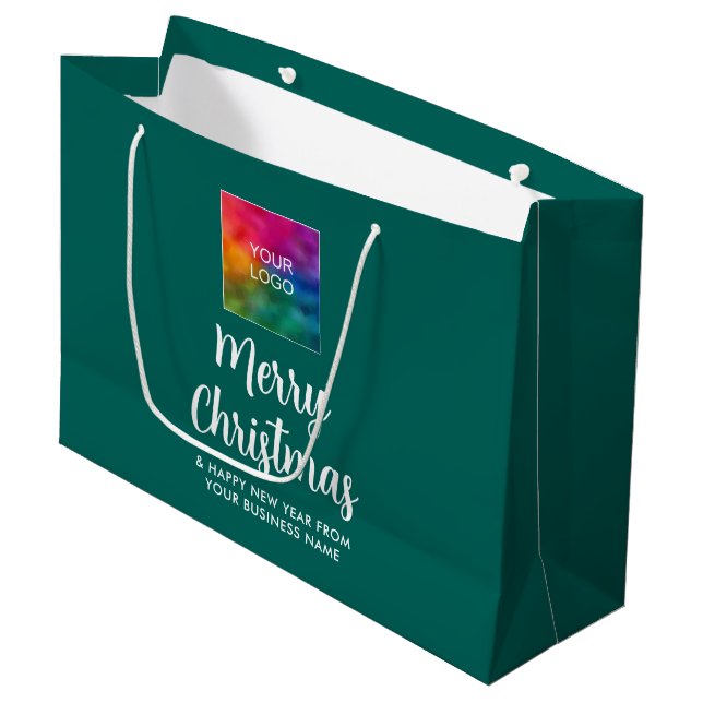 Merry Christmas Promotional Business Logo Template Large Gift Bag (Front Angled)