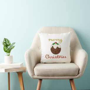 Merry Christmas+Pudding Design Cushion