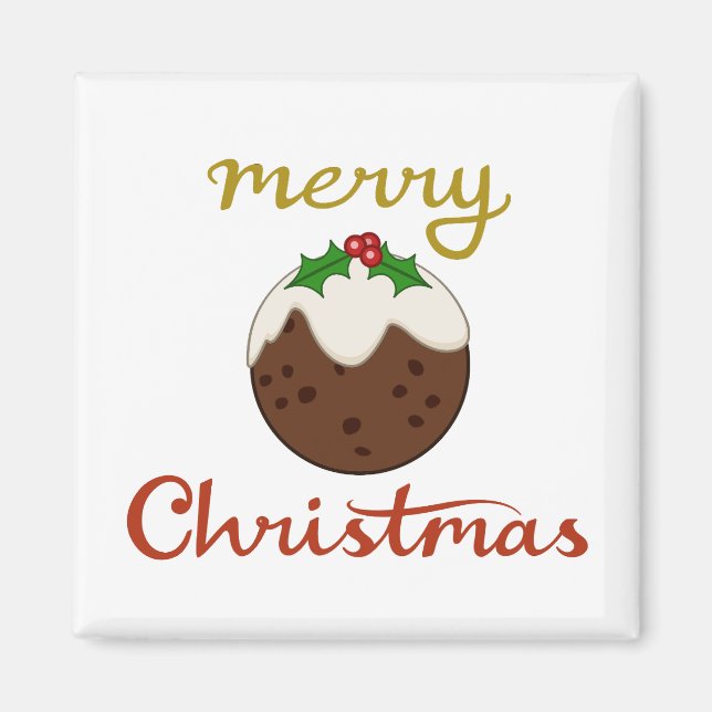 Merry Christmas+Pudding Design Magnet (Front)
