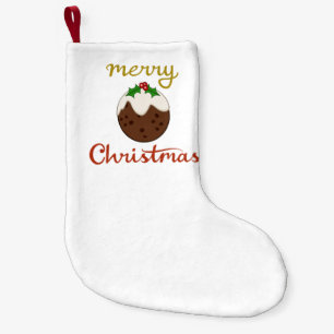 Merry Christmas+Pudding Design Small Christmas Stocking