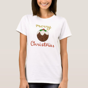 Merry Christmas+Pudding Design T-Shirt