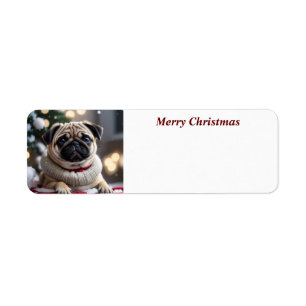 Merry Christmas Pug Dog address label