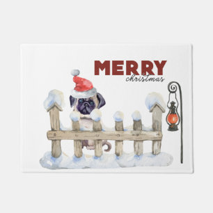 Merry Christmas Pug Doormat