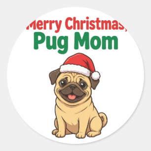 Merry Christmas, Pug Mom Sticker