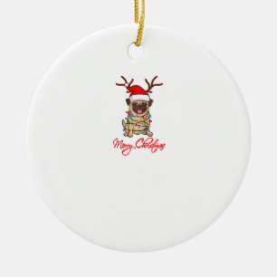 MERRY CHRISTMAS PUG Owner Ugly Christmas Funny Dog Ceramic Tree Decoration