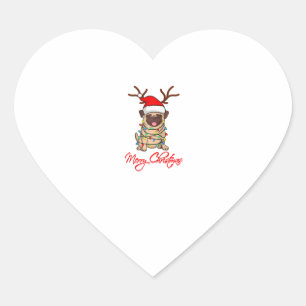 MERRY CHRISTMAS PUG Owner Ugly Christmas Funny Dog Heart Sticker