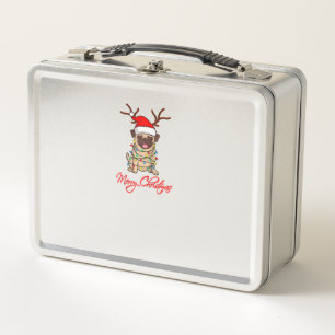MERRY CHRISTMAS PUG Owner Ugly Christmas Funny Dog Metal Lunch Box