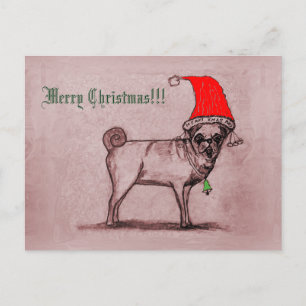 Merry Christmas Pug Postcard