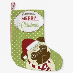 Merry Christmas Pug Small Christmas Stocking