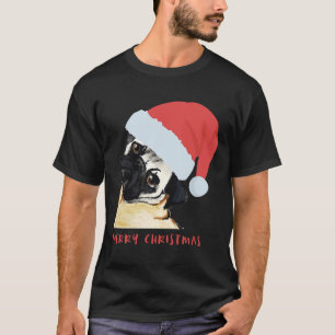 Merry Christmas Pug with Santa Hat Classic T-Shirt