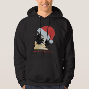 Merry Christmas Pug with Santa Hat Classic T-Shirt Hoodie
