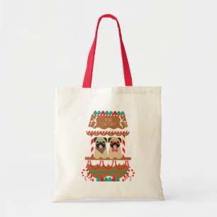 Merry Christmas Pugs Holiday Stand Dogs Tote Bag