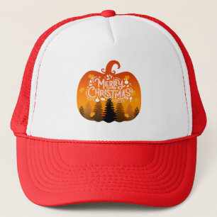MERRY CHRISTMAS PUMPKIN HOLIDAY SEASON TRUCKER HAT
