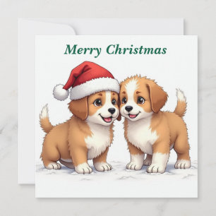 Merry Christmas Puppies holiday card
