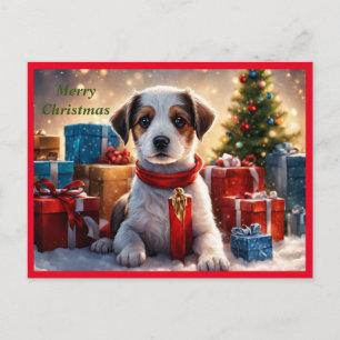 Merry Christmas Puppy Holiday Postcard