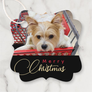 Merry Christmas Puppy Photo Shopping Cart Favour T Favour Tags