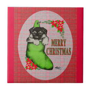 Merry Christmas Puppy Tile