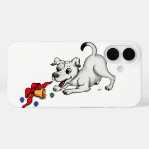 Merry Christmas! Puppy with Bell and Ball iPhone 16 Case