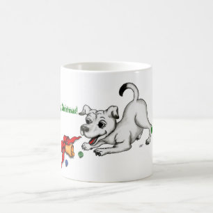 Merry Christmas! Puppy with Bell and Ball Coffee Mug