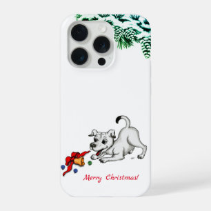 Merry Christmas! Puppy with Bell and Ball iPhone 15 Pro Case
