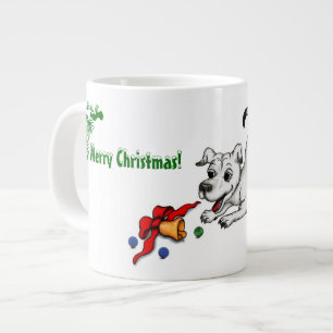 Merry Christmas! Puppy with Bell and Ball Large Coffee Mug