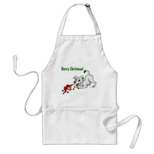 Merry Christmas! Puppy with Bell and Ball Standard Apron