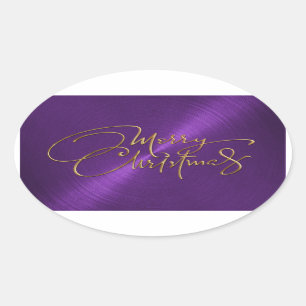 Merry Christmas Purple Sticker Embossed Look