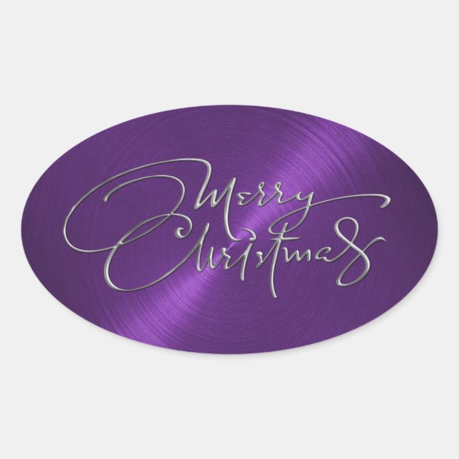 Merry Christmas Purple Sticker Embossed Look (Front)