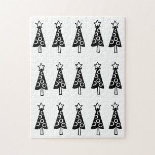 Merry Christmas Puzzle Christmas Black Trees 