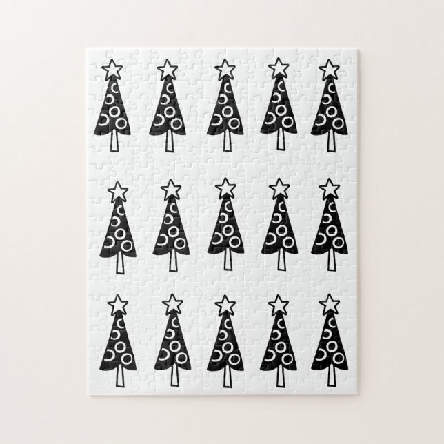 Merry Christmas Puzzle Christmas Black Trees  (Vertical)