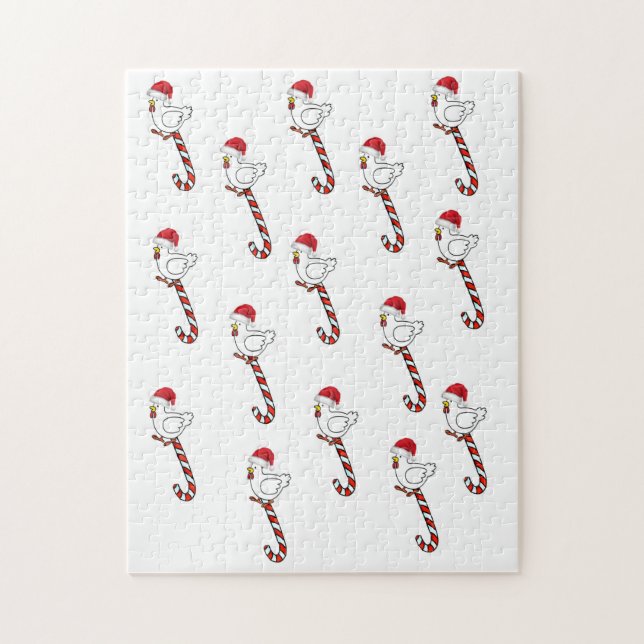 Merry Christmas Puzzle Christmas Chickens  (Vertical)