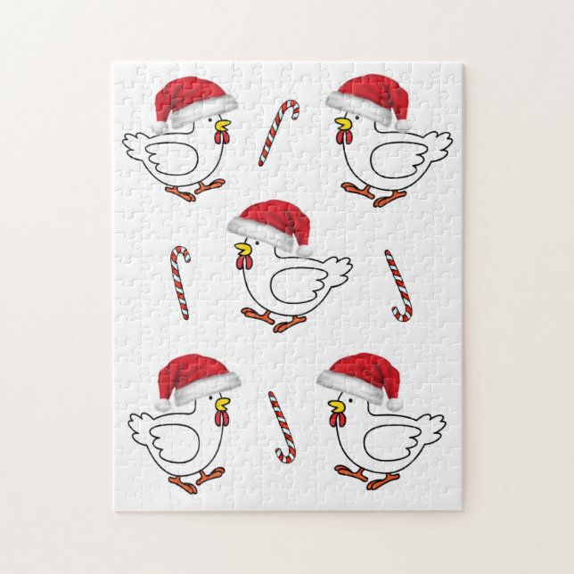 Merry Christmas Puzzle Christmas Chickens  (Vertical)