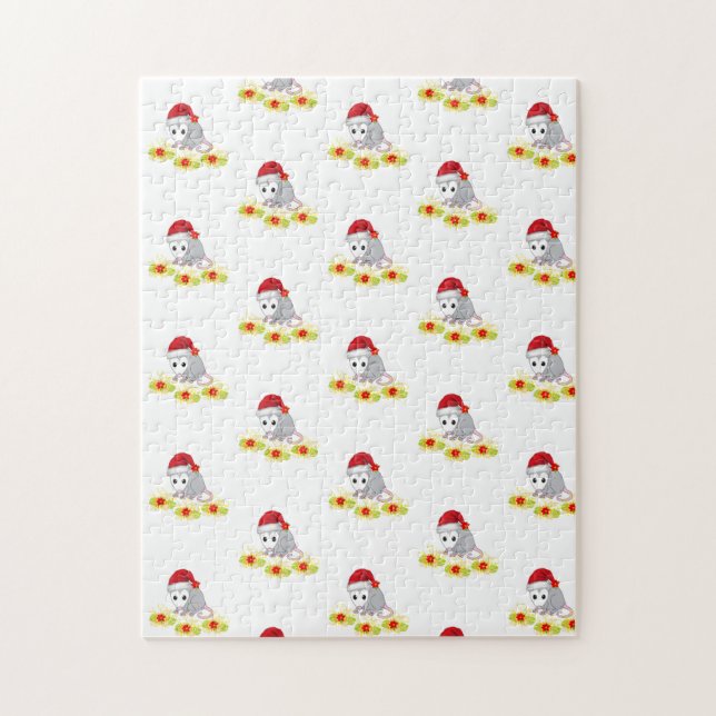 Merry Christmas Puzzle Christmas Opossum  (Vertical)