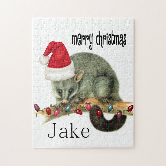 Merry Christmas Puzzle Christmas Opossum (Vertical)