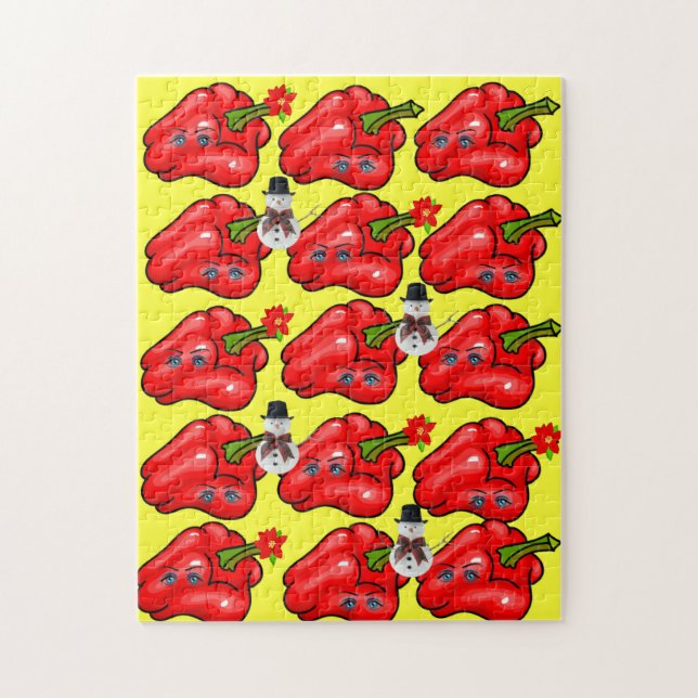 Merry Christmas Puzzle Christmas Red Peppers  (Vertical)