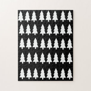 Merry Christmas Puzzle Christmas White Trees Black