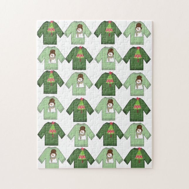 Merry Christmas Puzzle Ugly Christmas Sweaters (Vertical)