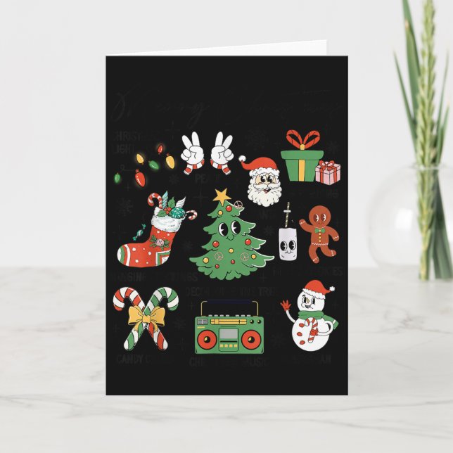 Merry Christmas Pyjamas Family Matching Xmas Tree  Card (Front)