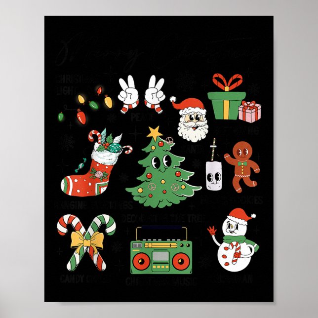 Merry Christmas Pyjamas Family Matching Xmas Tree  Poster (Front)