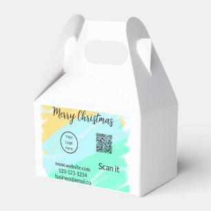 Merry Christmas QR code business yellow green wate Favour Box