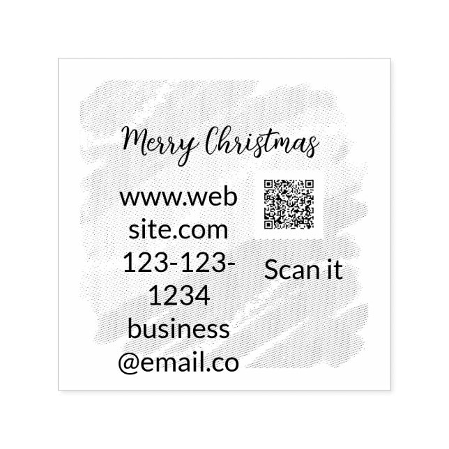 Merry Christmas QR code business yellow green wate Self-inking Stamp (Design)