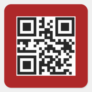 Merry Christmas QR Code On Red Square Sticker